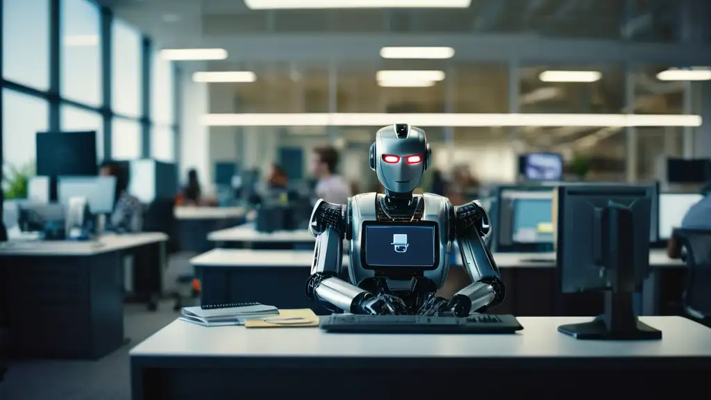 happy office work environment robot